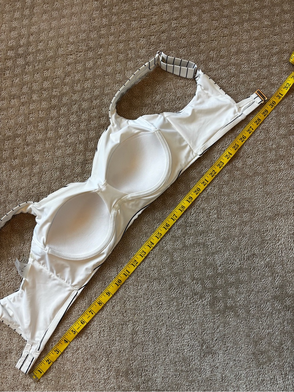 Calia White with Black Stripes Swim Top with Underwire size Large - Picture 2 of 8